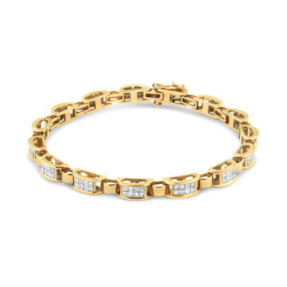 14K Yellow Gold 2 1/2 Cttw Princess-Cut Diamond Link Tennis Bracelet (H-I Color, SI2-I1 Clarity) - 7.25" by Bids.com