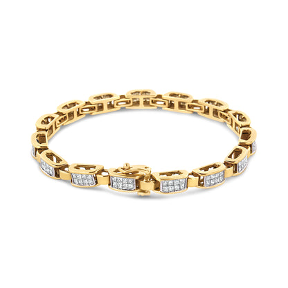 14K Yellow Gold 2 1/2 Cttw Princess-Cut Diamond Link Tennis Bracelet (H-I Color, SI2-I1 Clarity) - 7.25" by Bids.com