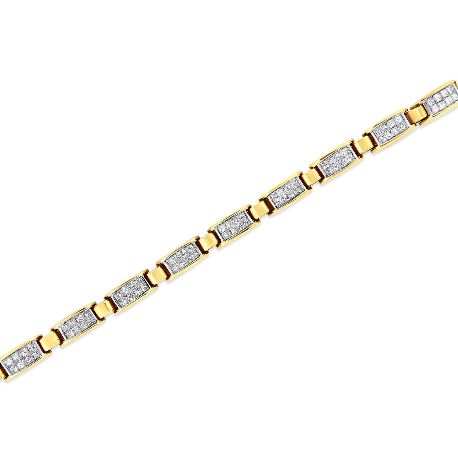 14K Yellow Gold 2 1/2 Cttw Princess-Cut Diamond Link Tennis Bracelet (H-I Color, SI2-I1 Clarity) - 7.25" by Bids.com