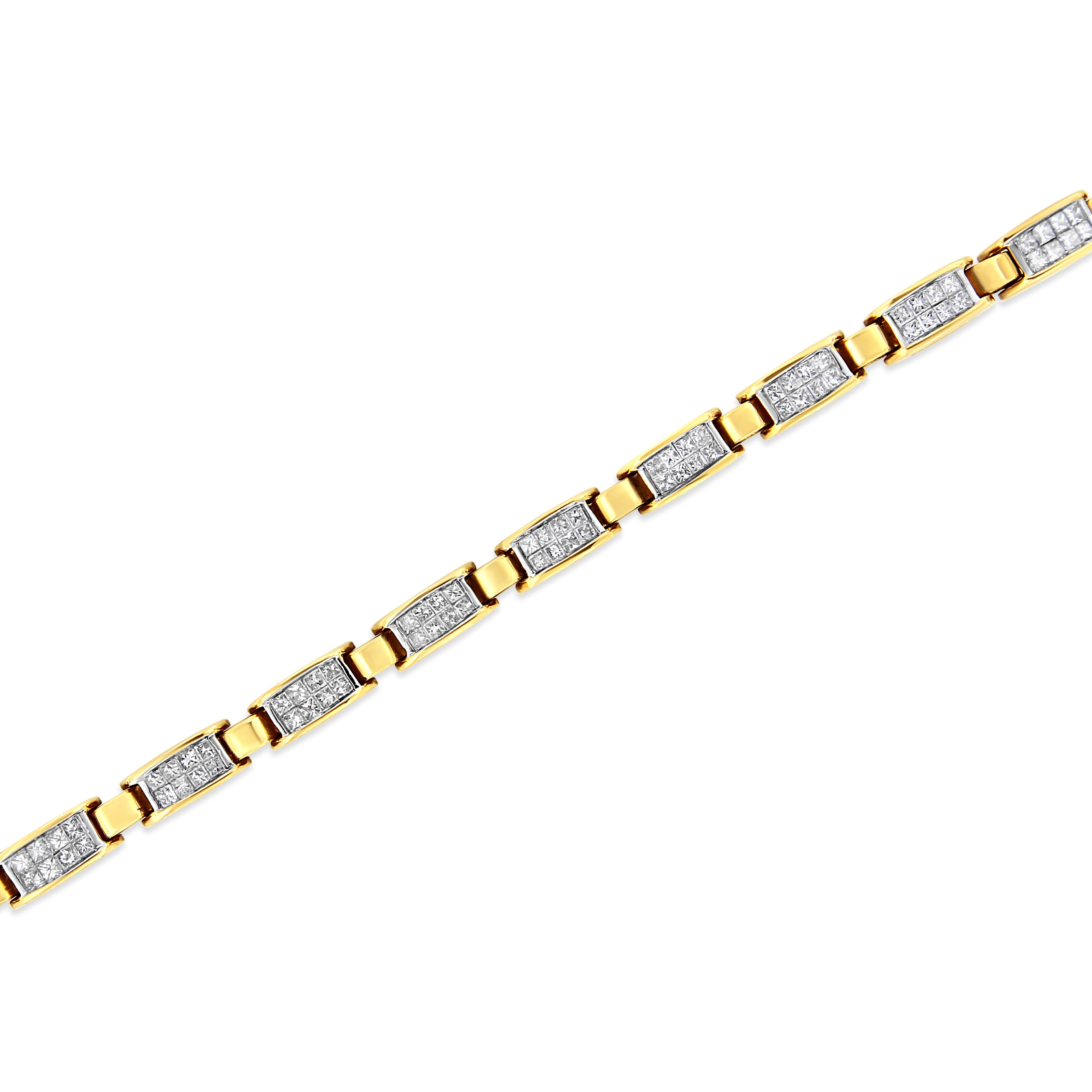 14K Yellow Gold 2 1/2 Cttw Princess-Cut Diamond Link Tennis Bracelet (H-I Color, SI2-I1 Clarity) - 7.25" by Bids.com