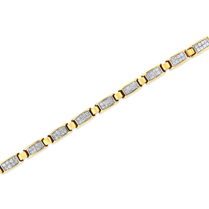 14K Yellow Gold 2 1/2 Cttw Princess-Cut Diamond Link Tennis Bracelet (H-I Color, SI2-I1 Clarity) - 7.25" by Bids.com