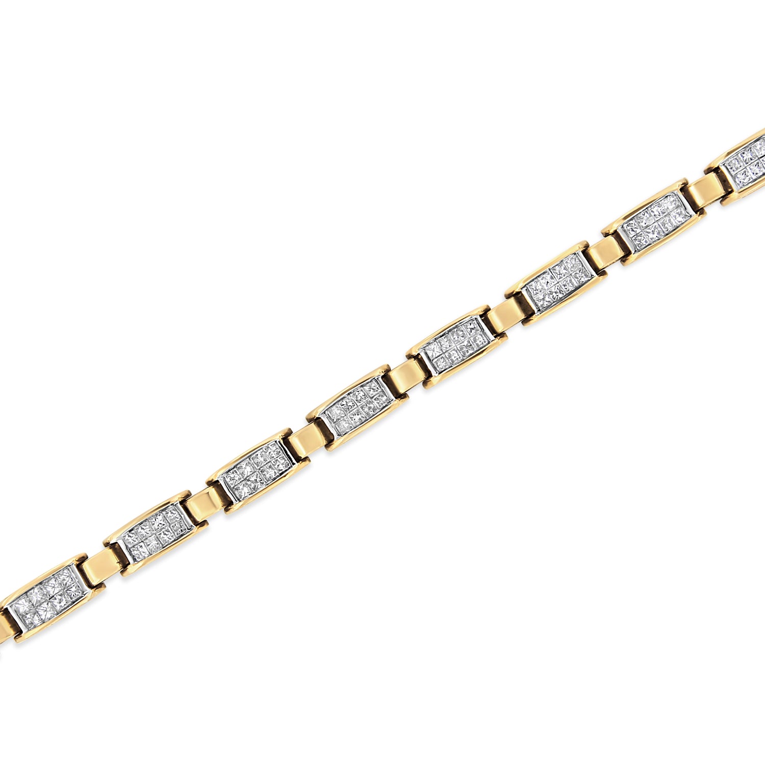 14K Yellow Gold 2 1/2 Cttw Princess-Cut Diamond Link Tennis Bracelet (H-I Color, SI2-I1 Clarity) - 7.25" by Bids.com