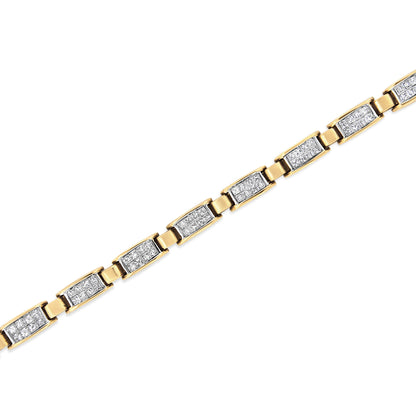 14K Yellow Gold 2 1/2 Cttw Princess-Cut Diamond Link Tennis Bracelet (H-I Color, SI2-I1 Clarity) - 7.25" by Bids.com