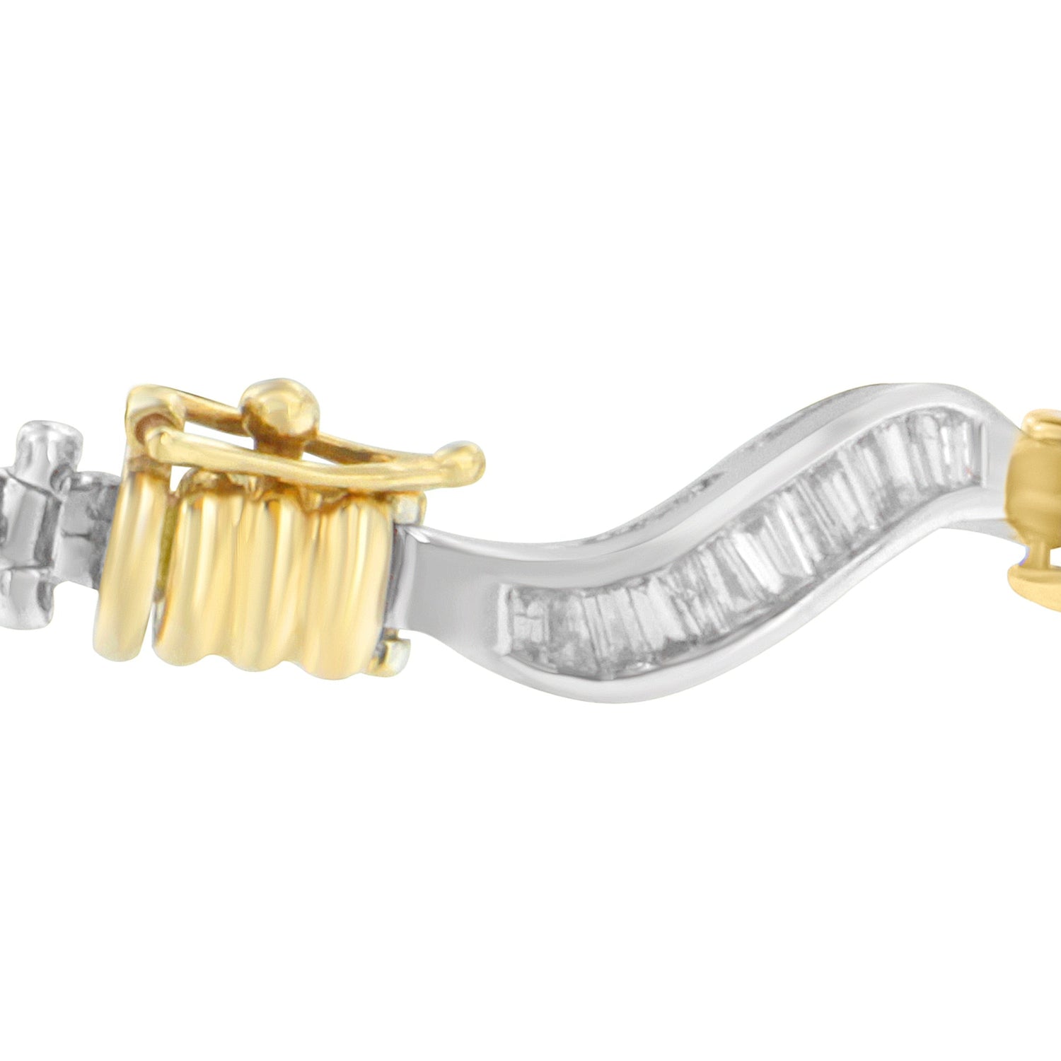 Original Classics 10K Two-Tone Gold Baguette Cut Diamond Spiral Bracelet (2.00 cttw, H-I Color, I1-I2 Clarity) by Bids.com