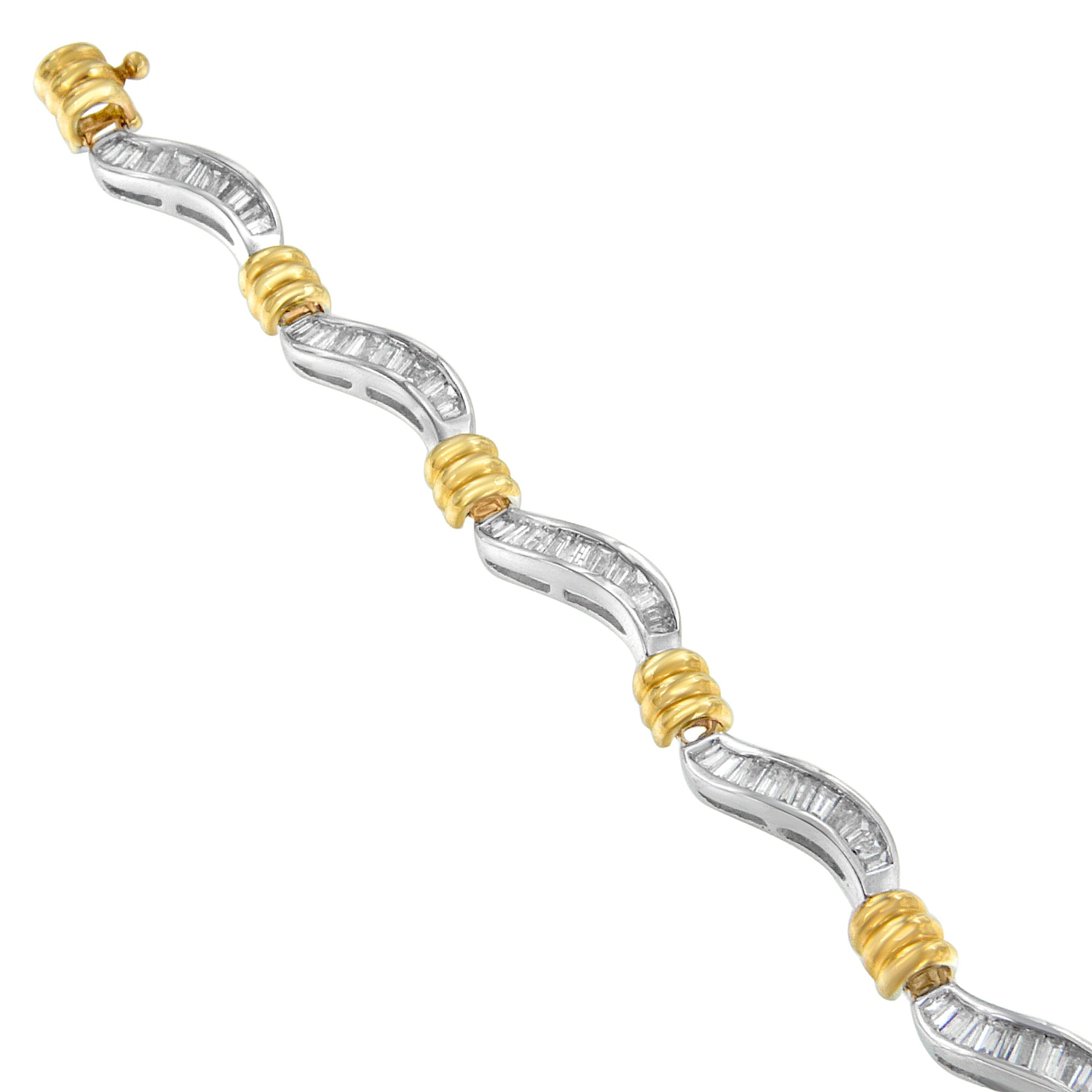 Original Classics 10K Two-Tone Gold Baguette Cut Diamond Spiral Bracelet (2.00 cttw, H-I Color, I1-I2 Clarity) by Bids.com