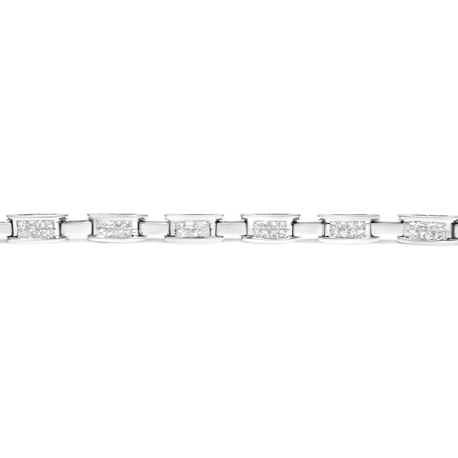 14K White Gold 2.0 Cttw Princess Cut Invisible Set Diamond Rectangular Link Bracelet (I-J Color, I1-I2 Clarity) - 7.25" by Bids.com