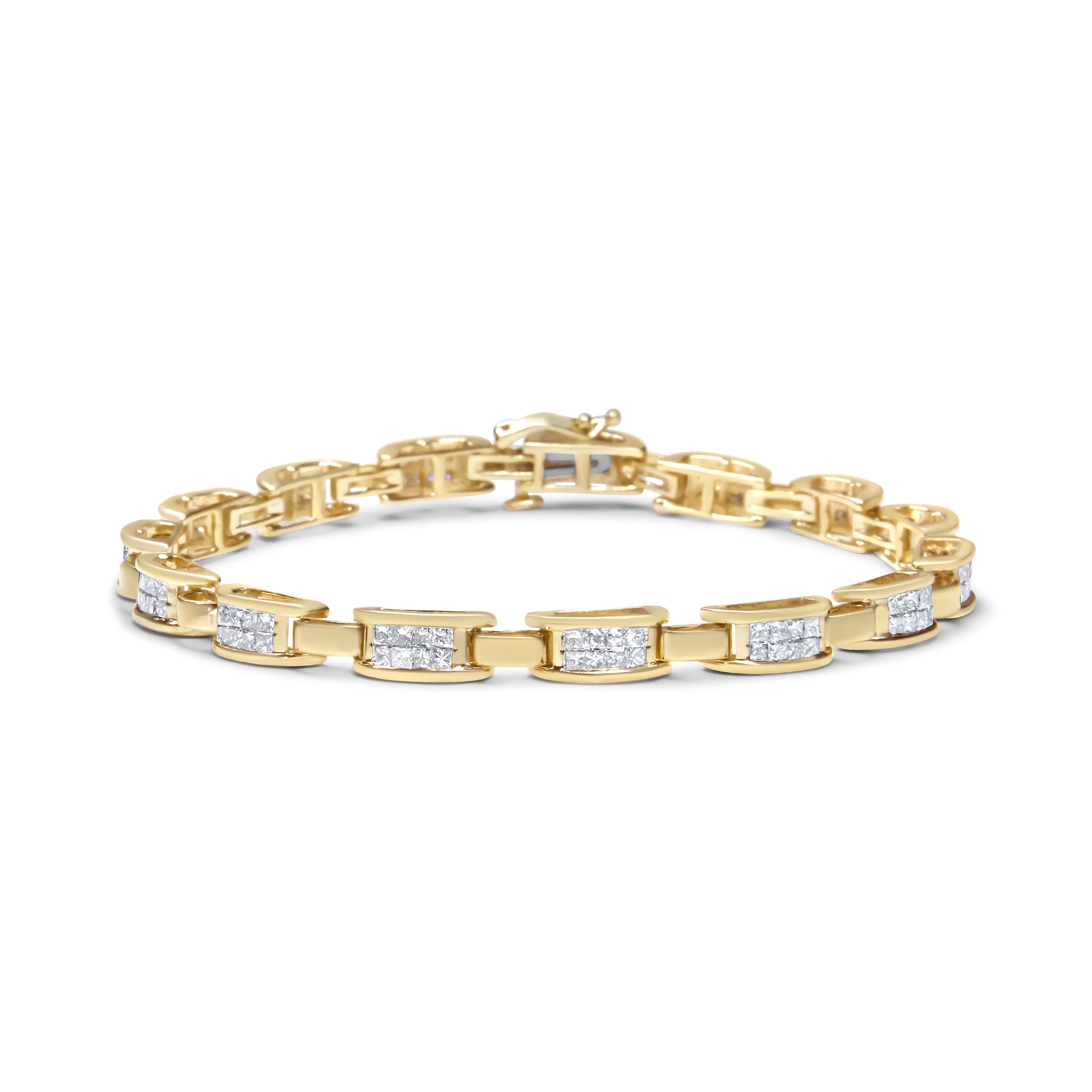 14K Yellow Gold Princess-Cut Diamond Links of Love Bracelet (2.00 cttw, H-I Color, SI2-I1 Clarity) by Bids.com