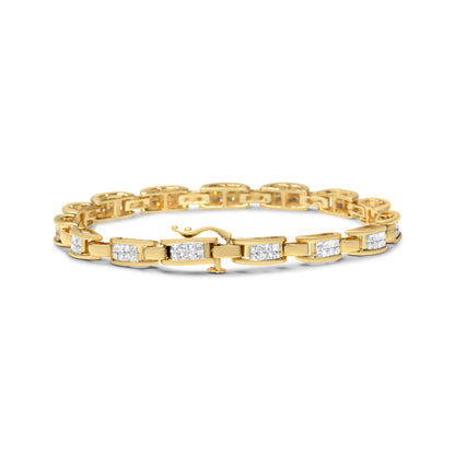 14K Yellow Gold Princess-Cut Diamond Links of Love Bracelet (2.00 cttw, H-I Color, SI2-I1 Clarity) by Bids.com