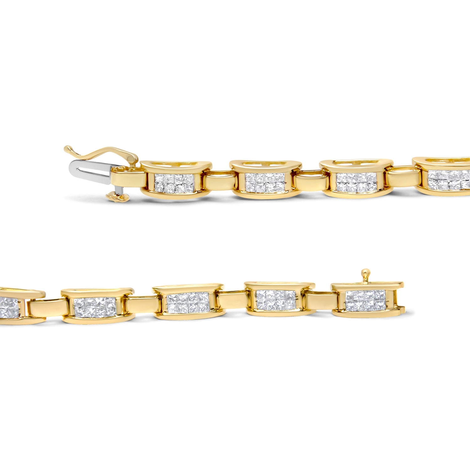 14K Yellow Gold Princess-Cut Diamond Links of Love Bracelet (2.00 cttw, H-I Color, SI2-I1 Clarity) by Bids.com
