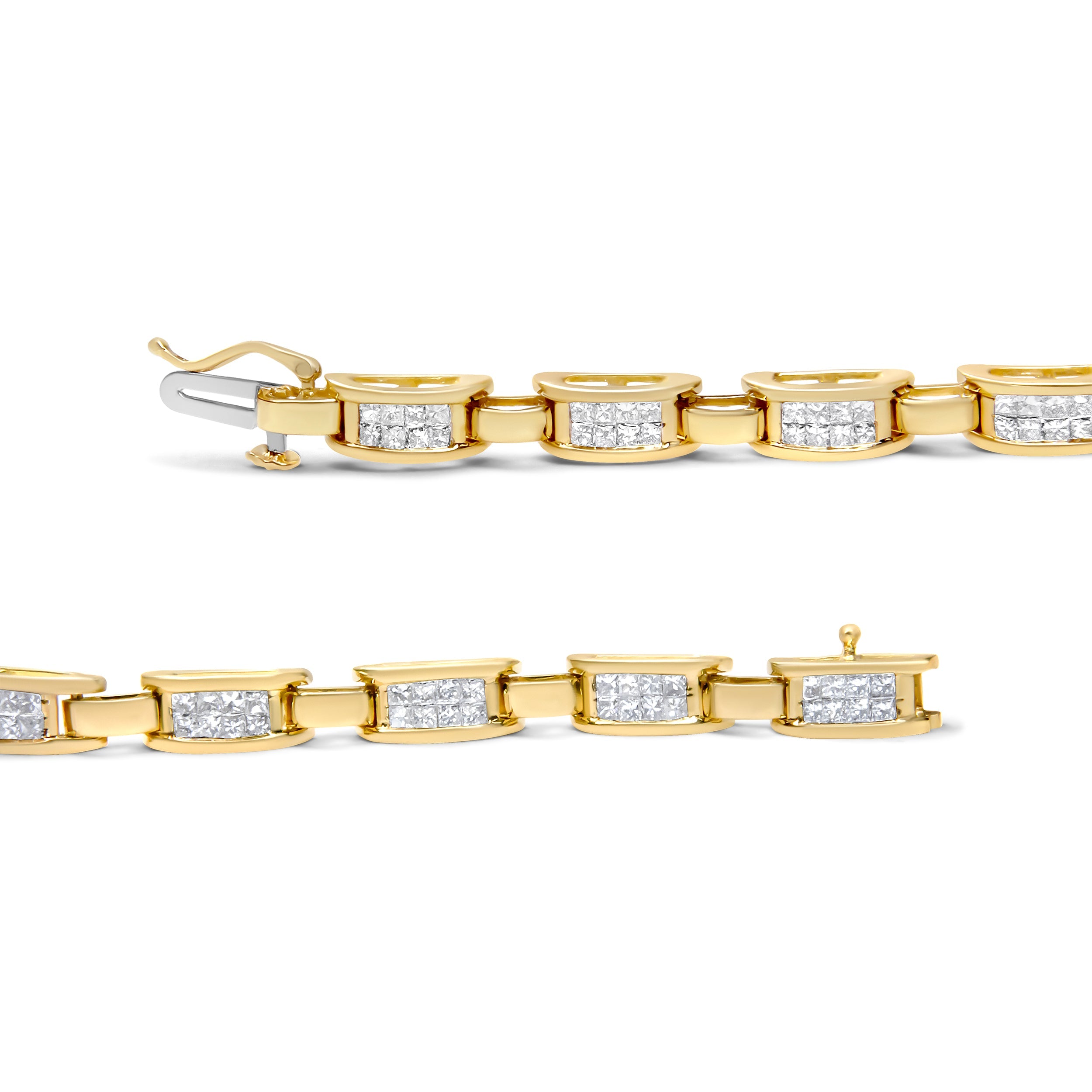 14K Yellow Gold Princess-Cut Diamond Links of Love Bracelet (2.00 cttw, H-I Color, SI2-I1 Clarity) by Bids.com