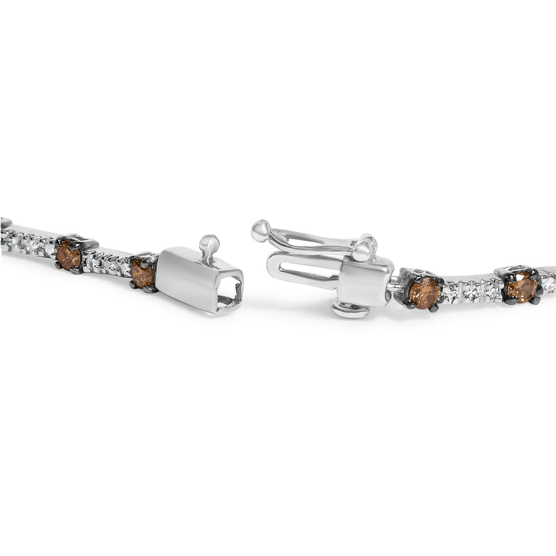 14k White Gold 2 1/4 Cttw Champagne Diamond Bar Link 7" Bracelet (Champagne Color, I1-I2 Clarity) by Bids.com