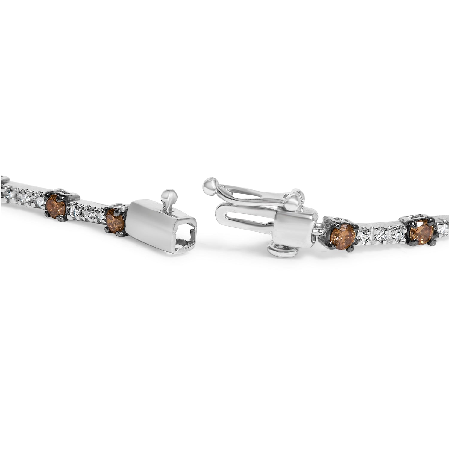 14k White Gold 2 1/4 Cttw Champagne Diamond Bar Link 7" Bracelet (Champagne Color, I1-I2 Clarity) by Bids.com