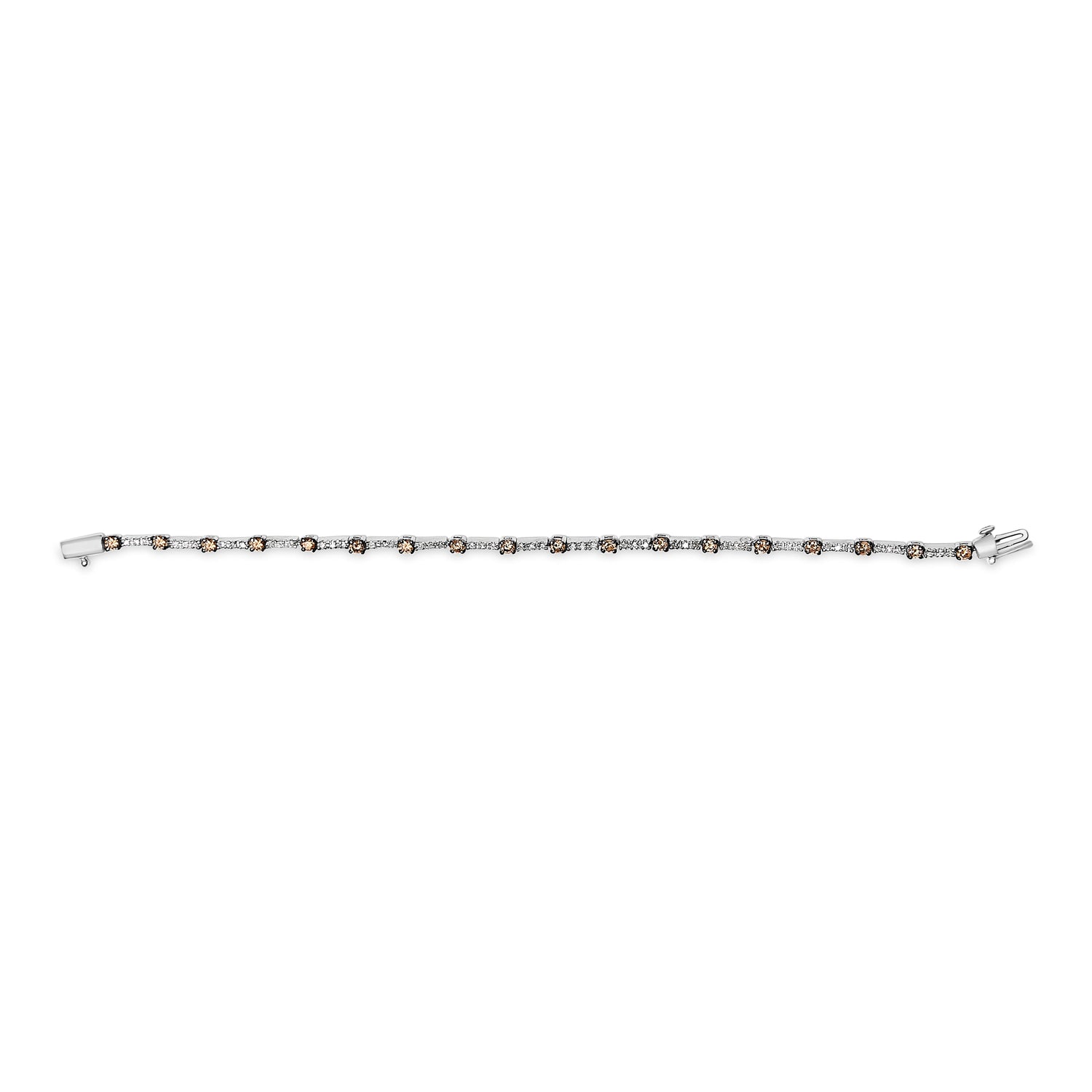14k White Gold 2 1/4 Cttw Champagne Diamond Bar Link 7" Bracelet (Champagne Color, I1-I2 Clarity) by Bids.com