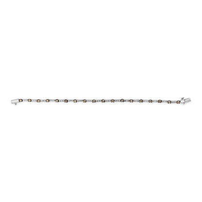 14k White Gold 2 1/4 Cttw Champagne Diamond Bar Link 7" Bracelet (Champagne Color, I1-I2 Clarity) by Bids.com