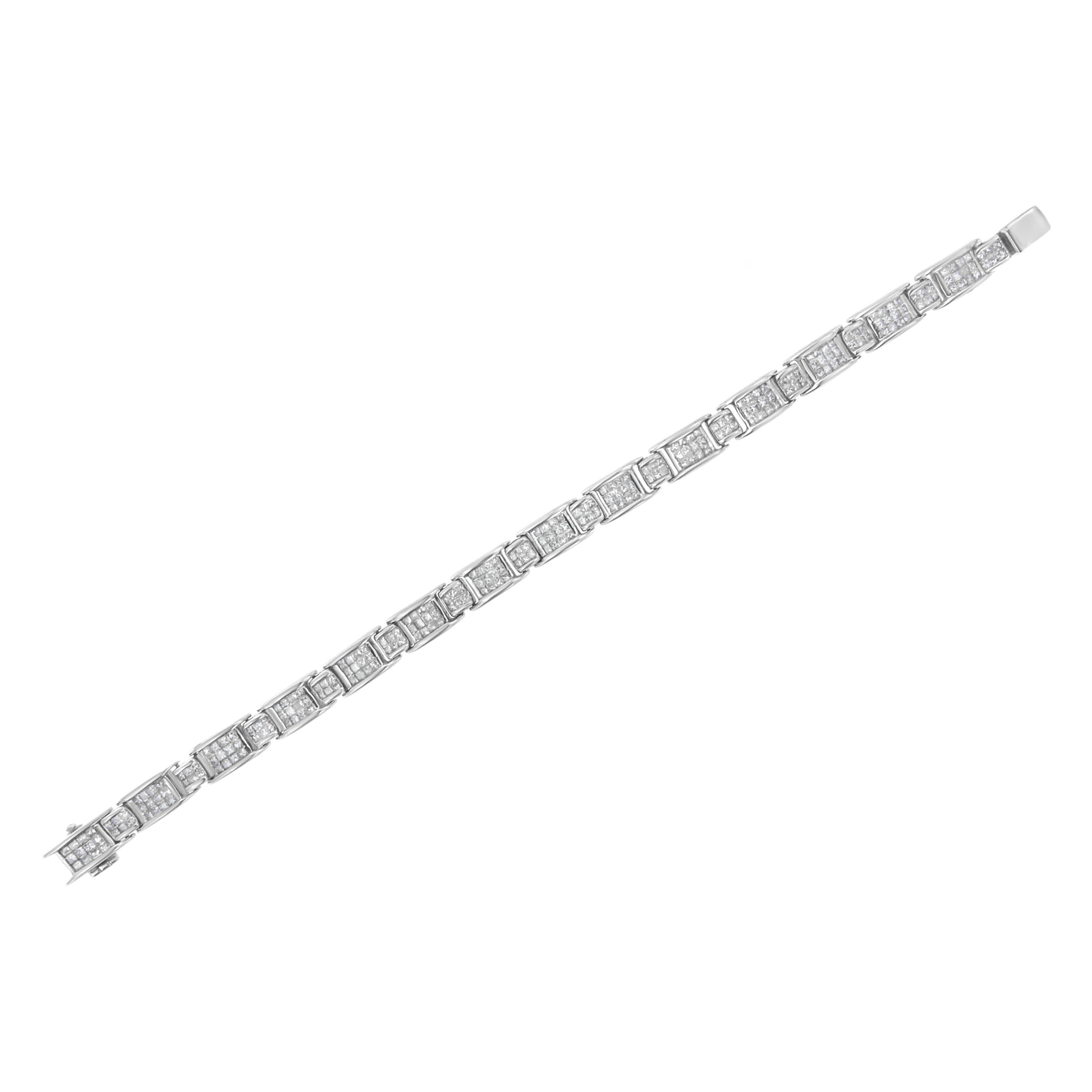 18K White Gold 5.0 Carat Princess Diamond Buckle Link Bracelet  DestGlow