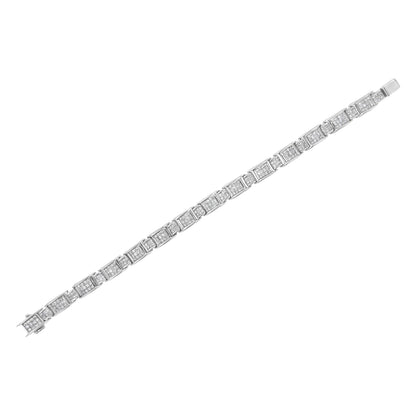 18K White Gold 5.0 Carat Princess Diamond Buckle Link Bracelet  DestGlow