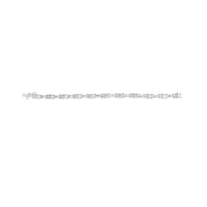 14K White Gold 1.0 Cttw Invisible Set Princess Diamond Alternating Link Tennis Bracelet (I-J Color, I1-I2 Clarity) - 7.25" by Bids.com