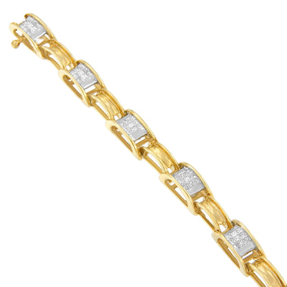 14K Yellow Gold Princess Cut Diamond Chain Link Bracelet (1.00 cttw, H-I Color, SI1-SI2 Clarity) by Bids.com