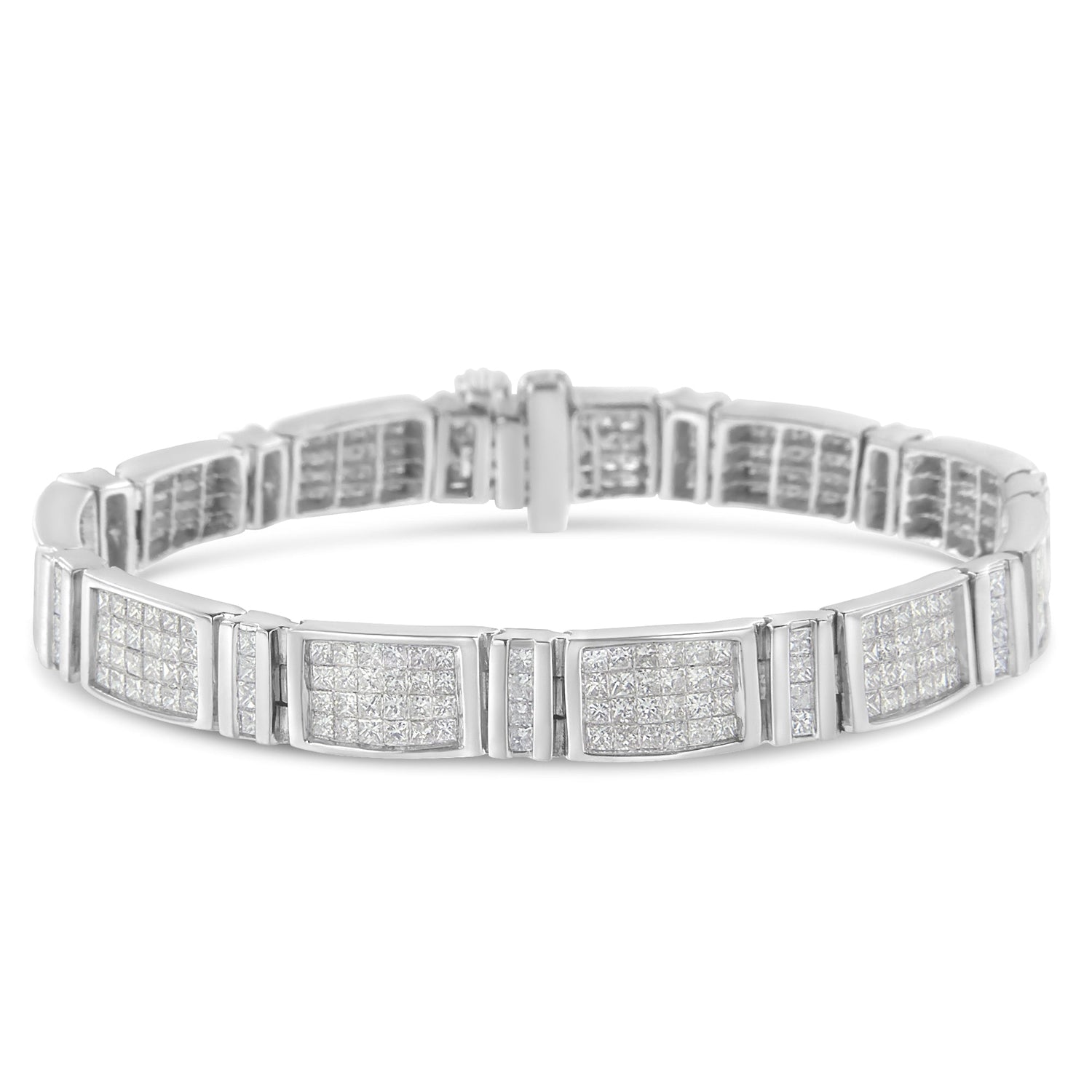 14K White Gold 7.0 Cttw Princess Cut Diamond 7" Alternating Vertical and Horizontal Rectangular Link Tennis Bracelet (H-I Color, SI2-I1 Clarity) by Bids.com