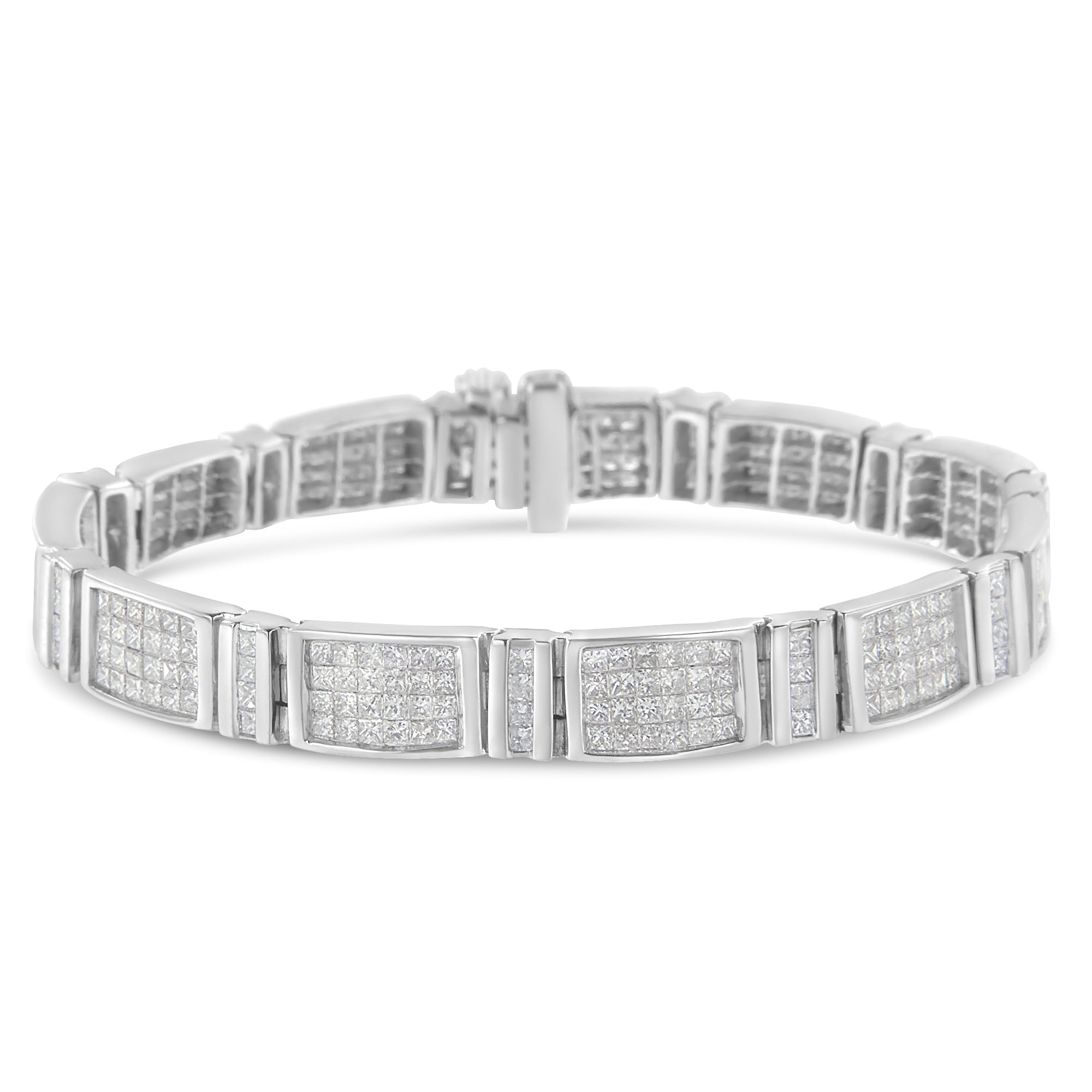 14K White Gold 7.0 Cttw Princess Cut Diamond 7" Alternating Vertical and Horizontal Rectangular Link Tennis Bracelet (H-I Color, SI2-I1 Clarity) by Bids.com