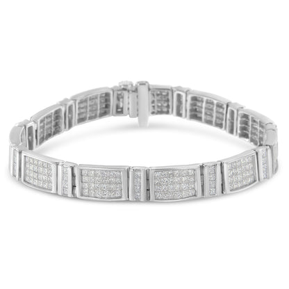14K White Gold 7.0 Cttw Princess Cut Diamond 7" Alternating Vertical and Horizontal Rectangular Link Tennis Bracelet (H-I Color, SI2-I1 Clarity) by Bids.com