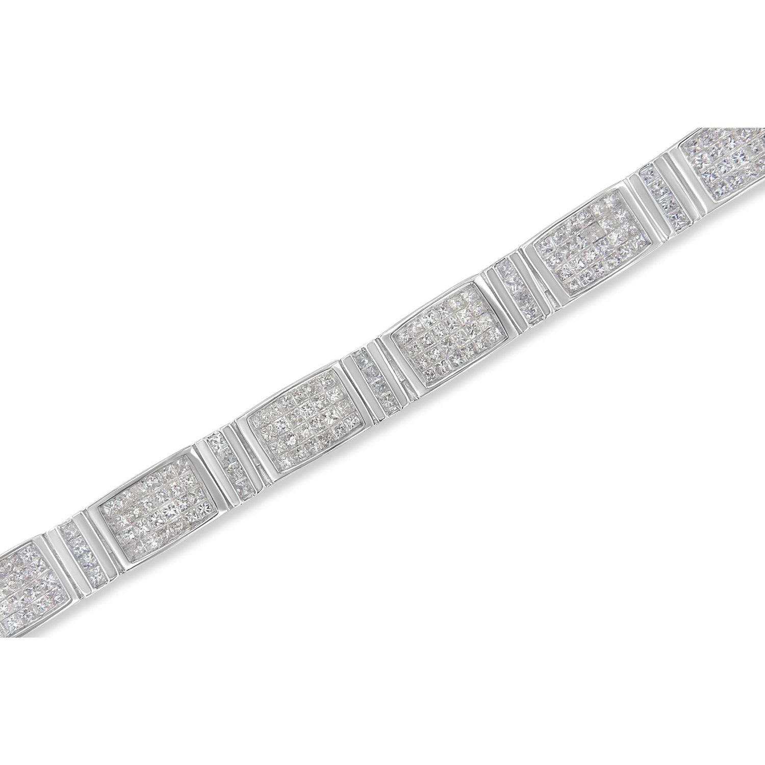 14K White Gold 7.0 Cttw Princess Cut Diamond 7" Alternating Vertical and Horizontal Rectangular Link Tennis Bracelet (H-I Color, SI2-I1 Clarity) by Bids.com