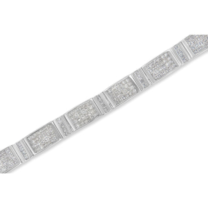 14K White Gold 7.0 Cttw Princess Cut Diamond 7" Alternating Vertical and Horizontal Rectangular Link Tennis Bracelet (H-I Color, SI2-I1 Clarity) by Bids.com