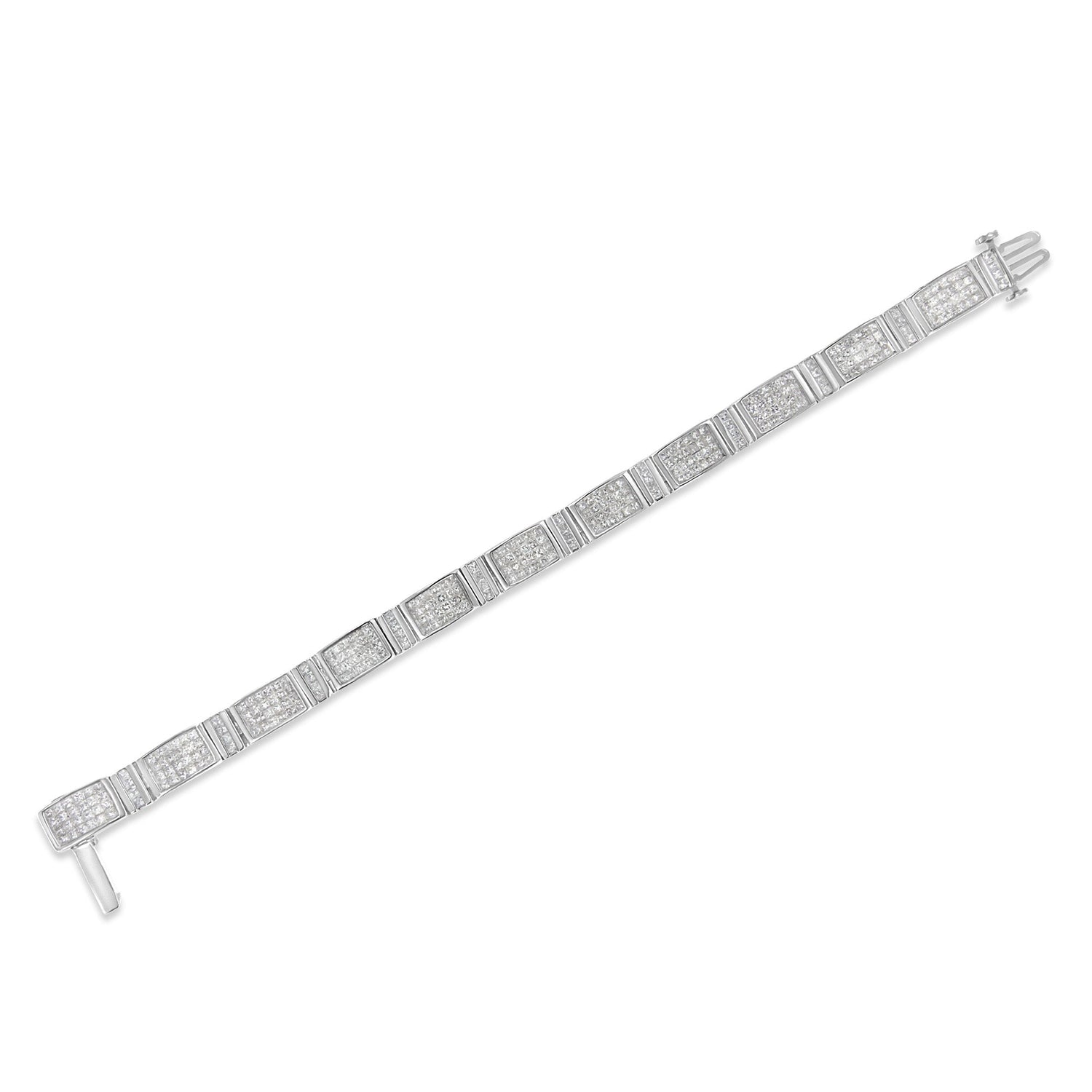 14K White Gold 7.0 Cttw Princess Cut Diamond 7" Alternating Vertical and Horizontal Rectangular Link Tennis Bracelet (H-I Color, SI2-I1 Clarity) by Bids.com