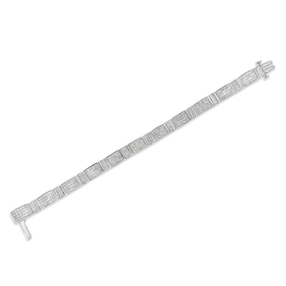 14K White Gold 7.0 Cttw Princess Cut Diamond 7" Alternating Vertical and Horizontal Rectangular Link Tennis Bracelet (H-I Color, SI2-I1 Clarity) by Bids.com