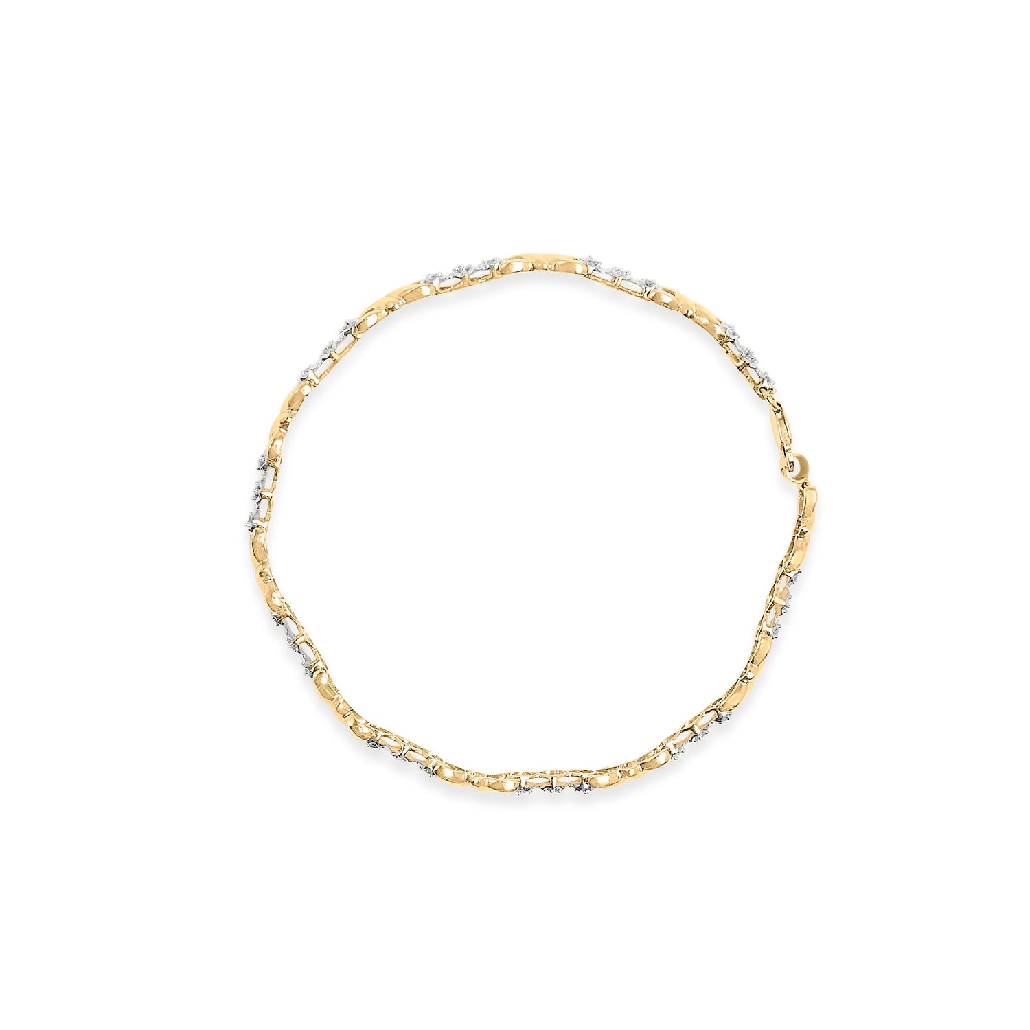 10k Yellow Gold 1/3 Cttw Diamond 3 Stone and X-Link Bracelet (I-J Color, I1-I2 Clarity) - 7.50" Inches by Bids.com