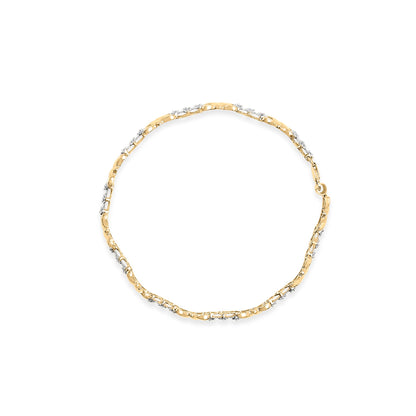 10k Yellow Gold 1/3 Cttw Diamond 3 Stone and X-Link Bracelet (I-J Color, I1-I2 Clarity) - 7.50" Inches by Bids.com