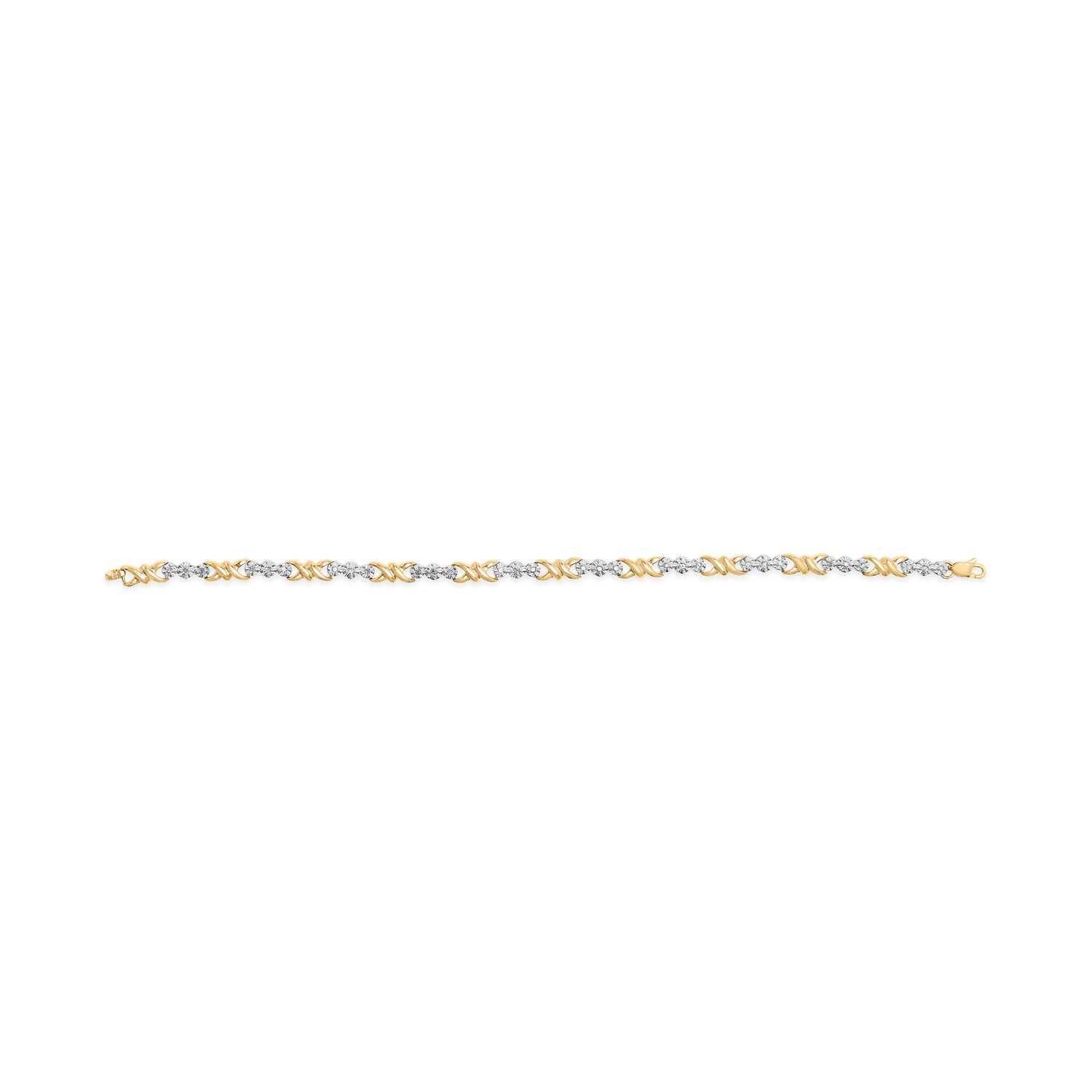 10k Yellow Gold 1/3 Cttw Diamond 3 Stone and X-Link Bracelet (I-J Color, I1-I2 Clarity) - 7.50" Inches by Bids.com