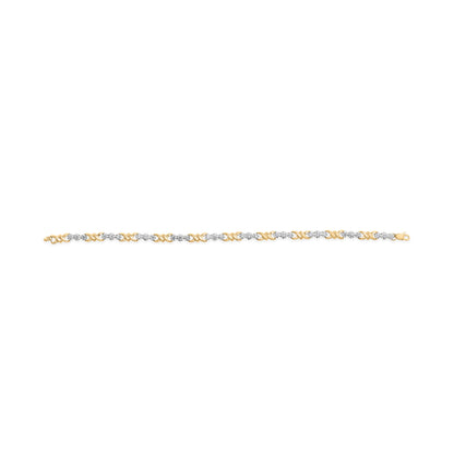 10k Yellow Gold 1/3 Cttw Diamond 3 Stone and X-Link Bracelet (I-J Color, I1-I2 Clarity) - 7.50" Inches by Bids.com