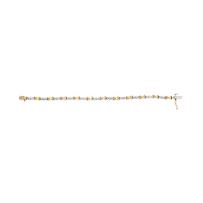 10K Two-Tone Gold 1/2 Cttw Diamond Alternating 3 Stone and X-Link 7" Bracelet (I-J Color, I2-I3 Clarity) by Bids.com