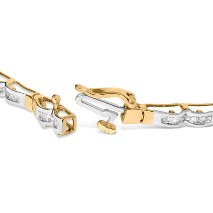 10k Yellow Gold 1.00 Cttw Baguette-Cut Channel Diamond Link Bracelet by Bids.com