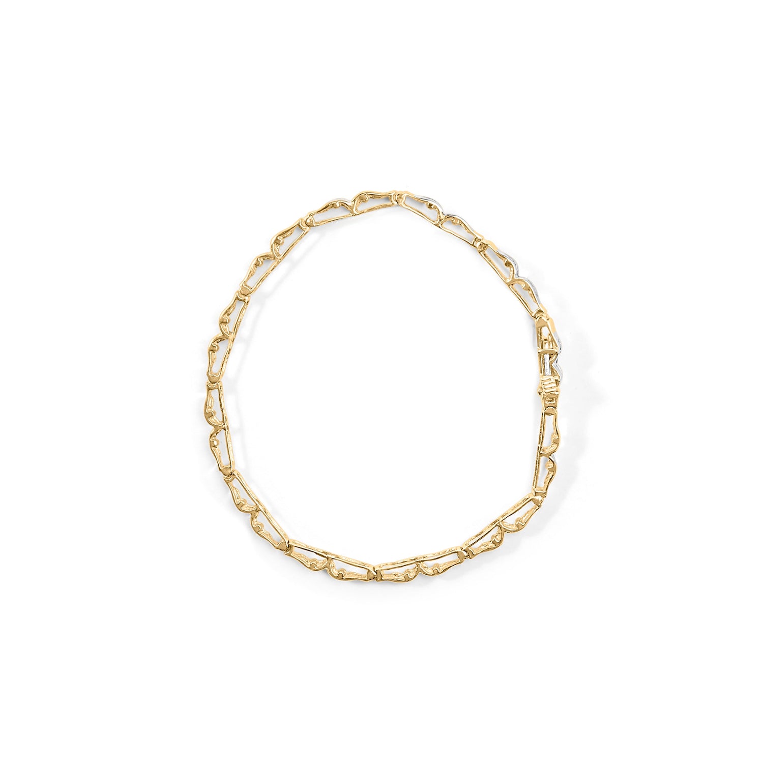 10k Yellow Gold 1.00 Cttw Baguette-Cut Channel Diamond Link Bracelet by Bids.com