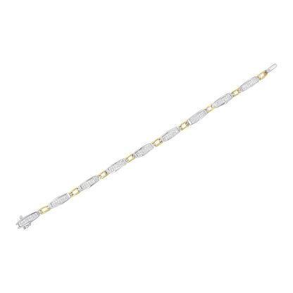 14K Yellow and White Gold 2.0 Cttw Princess Cut Diamond Tapered and Equal Sign Link Bracelet (G-H Color, SI1-SI2 Clarity) - 7" by Bids.com