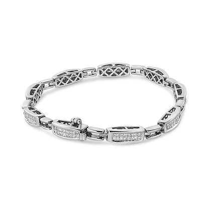 14K White Gold 2.00 Cttw Invisble-Set Princess Diamond Link Bracelet (I1-I2 Clarity, I-J Color) - 7.25" by Bids.com