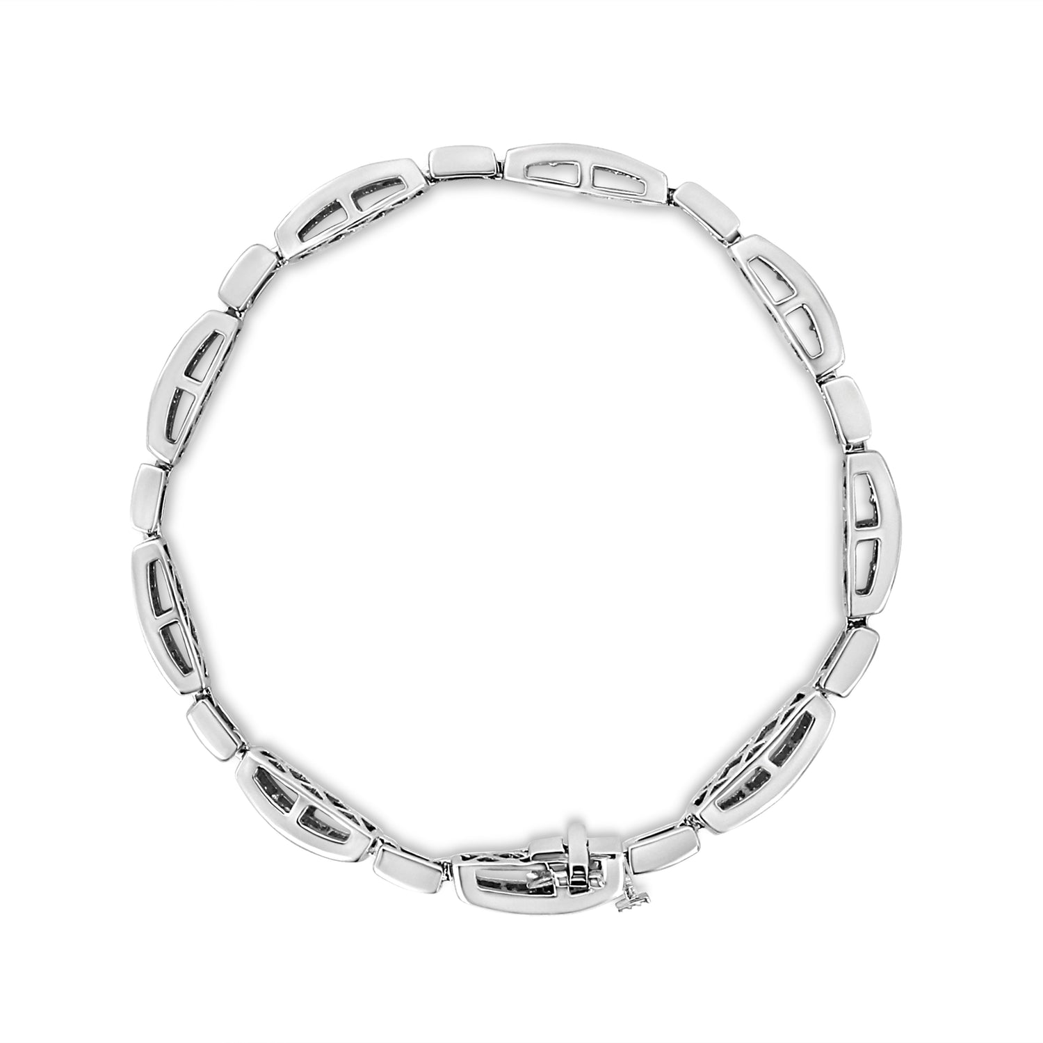 14K White Gold 2.00 Cttw Invisble-Set Princess Diamond Link Bracelet (I1-I2 Clarity, I-J Color) - 7.25" by Bids.com