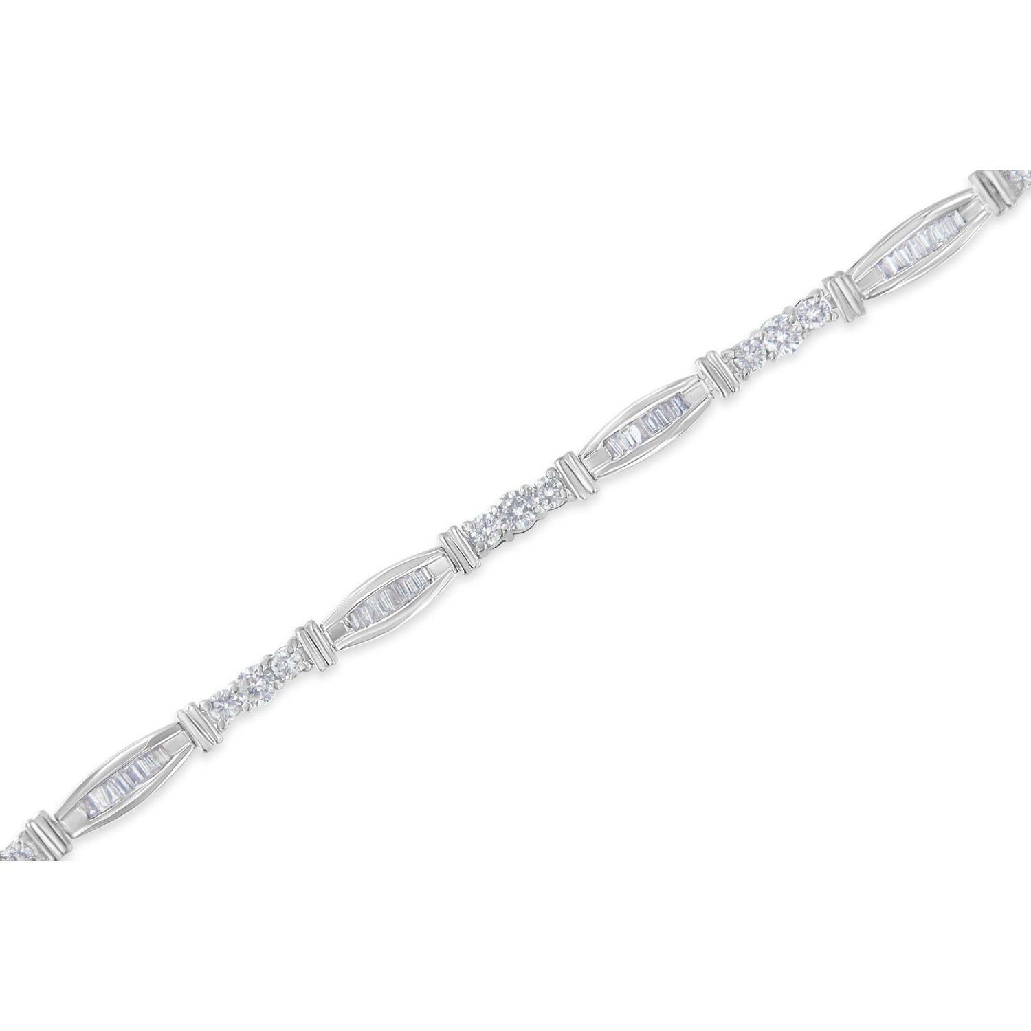 10K White Gold Geometric Pattern Diamond Tennis Bracelet (3 cttw, H-I Color, SI2-I1 Clarity) by Bids.com