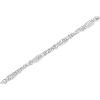 10K White Gold Geometric Pattern Diamond Tennis Bracelet (3 cttw, H-I Color, SI2-I1 Clarity) by Bids.com