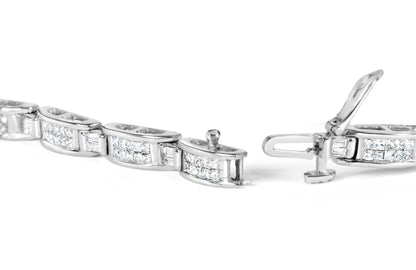 14K White Gold 2.0 Cttw Baguette and Princess-Cut Diamond Tennis Bracelet (H-I Color, SI1-SI2 Clarity) - 7" by Bids.com