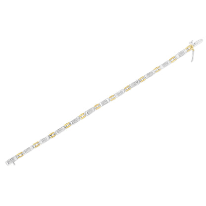 10K Two-Tone Gold Princess Cut Diamond Geo Link Bracelet (1.00 cttw, H-I Color, SI1-SI2 Clarity) by Bids.com