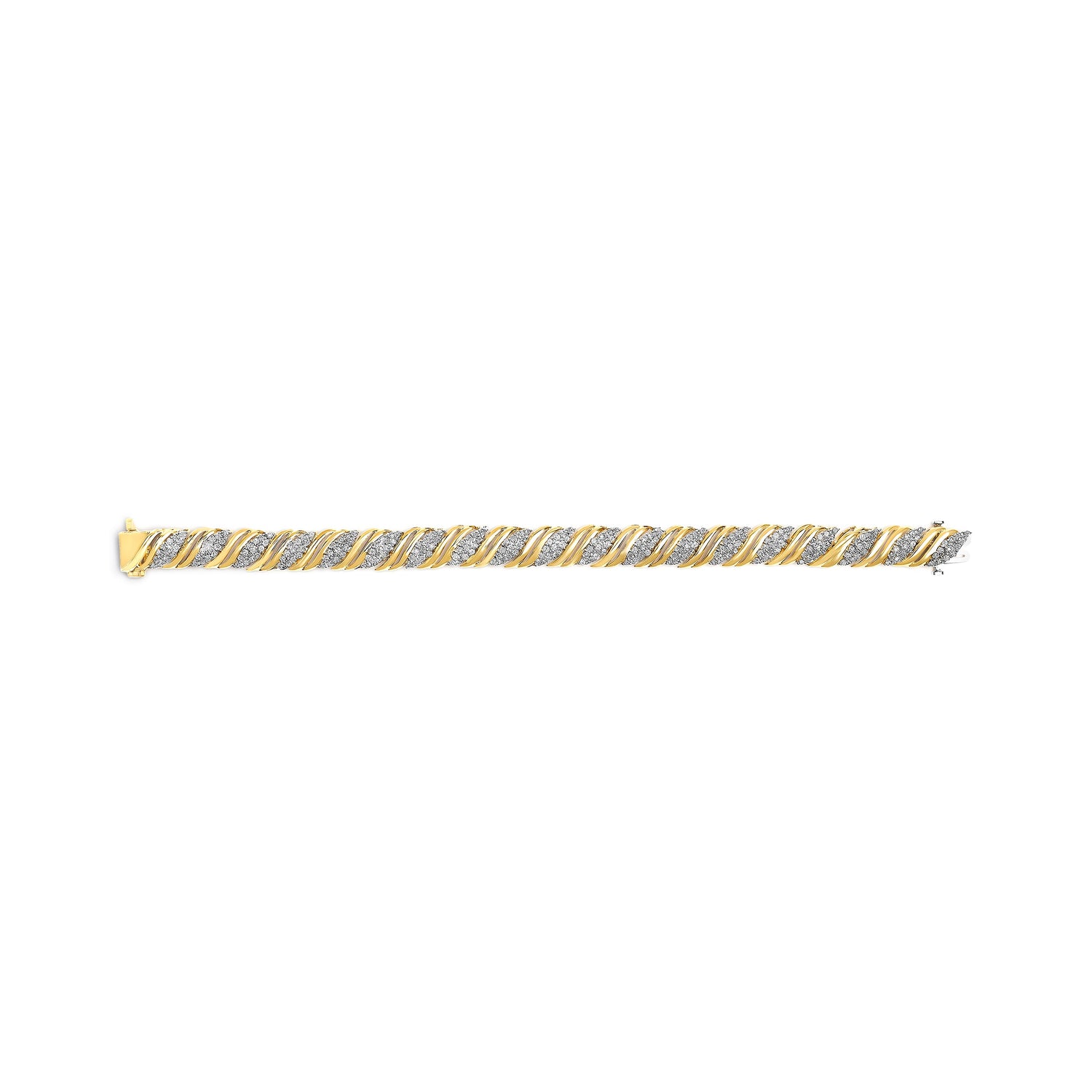 10K Yellow Gold 2.0 Cttw Diamond S-Link Twist Design Link Bracelet