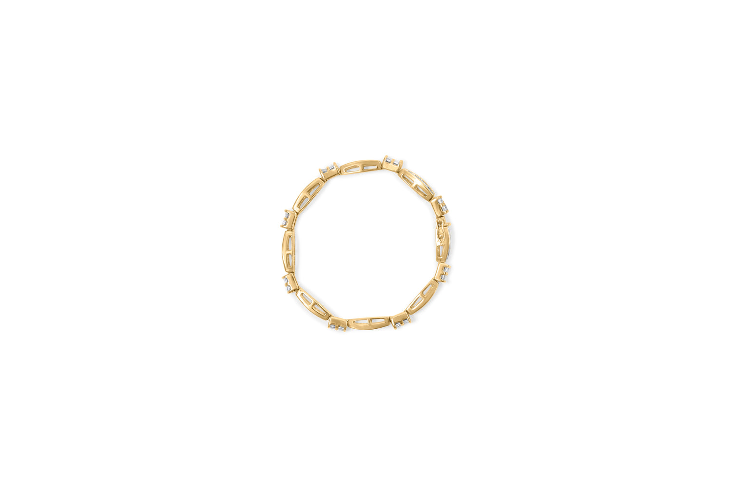14K Yellow Gold Princess and Baguette Cut Diamond Beaded Bracelet (3.00 cttw, H-I Color, SI1-SI2 Clarity) by Bids.com