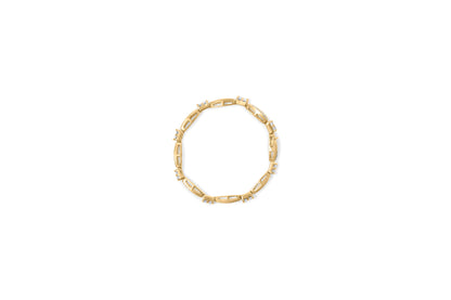 14K Yellow Gold Princess and Baguette Cut Diamond Beaded Bracelet (3.00 cttw, H-I Color, SI1-SI2 Clarity) by Bids.com