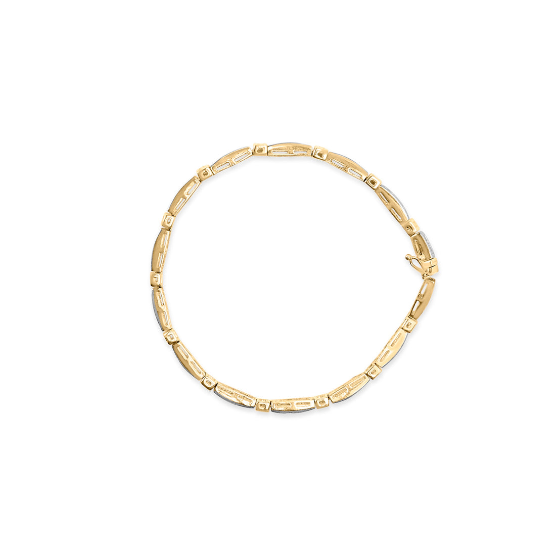14K Yellow Gold 1.00 Cttw Baguette Diamond Channel Link Bracelet by Bids.com
