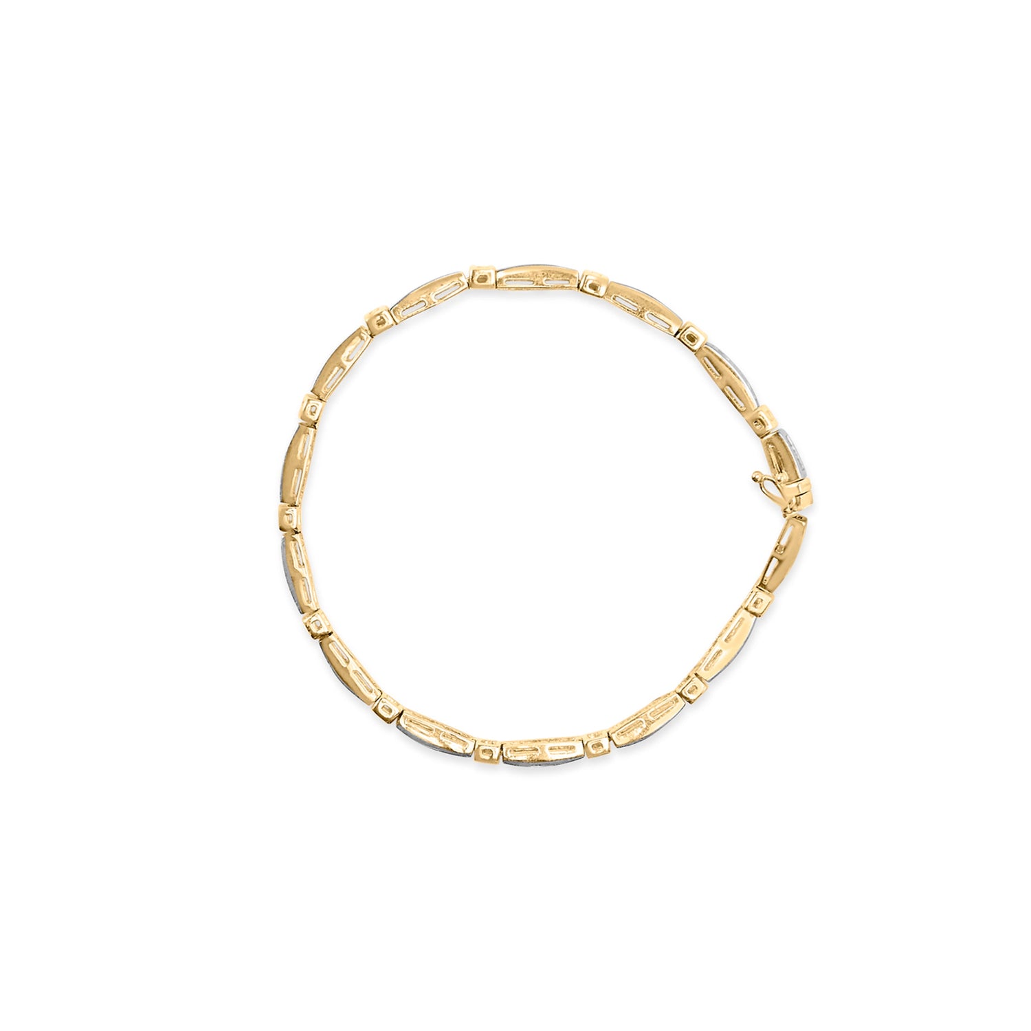14K Yellow Gold 1.00 Cttw Baguette Diamond Channel Link Bracelet by Bids.com