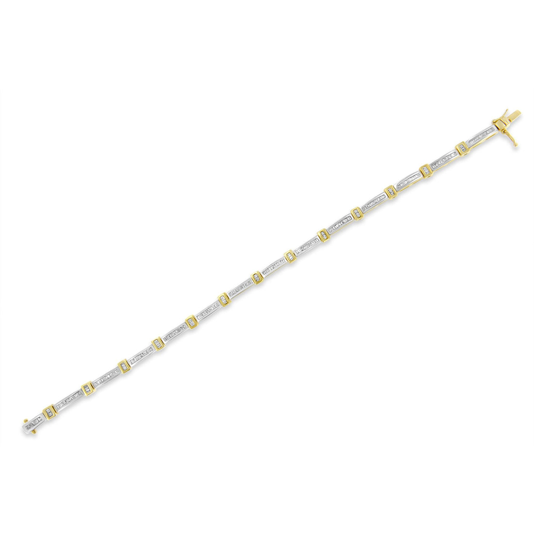 14K Yellow Gold 1.00 Cttw Baguette Diamond Channel Link Bracelet by Bids.com
