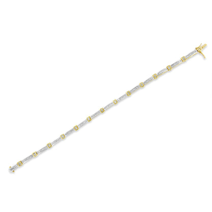 14K Yellow Gold 1.00 Cttw Baguette Diamond Channel Link Bracelet by Bids.com